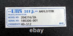 EMR CORP MODEL 204316/2A RECEIVER AMPLIFIER FREQ. 40-512 Mhz WITH MODEL 2304-1