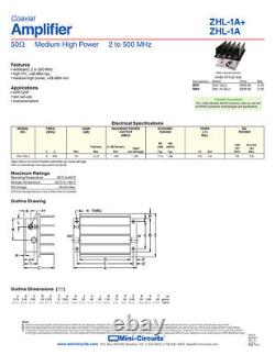 Mini-Circuits ZHL-1A 2-500MHz 16dB 28dBm SMA RF LNA Power Amplifier