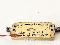 Power RF Amplifier 4MHz-1.3GHz 18db gain, 28dbm 12V