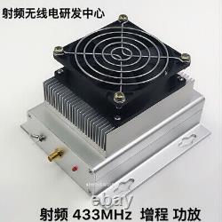 UHF 400-470MHZ 433MHZ 80W Ham Radio Power Amplifier Interphone + Heatsink + Fan